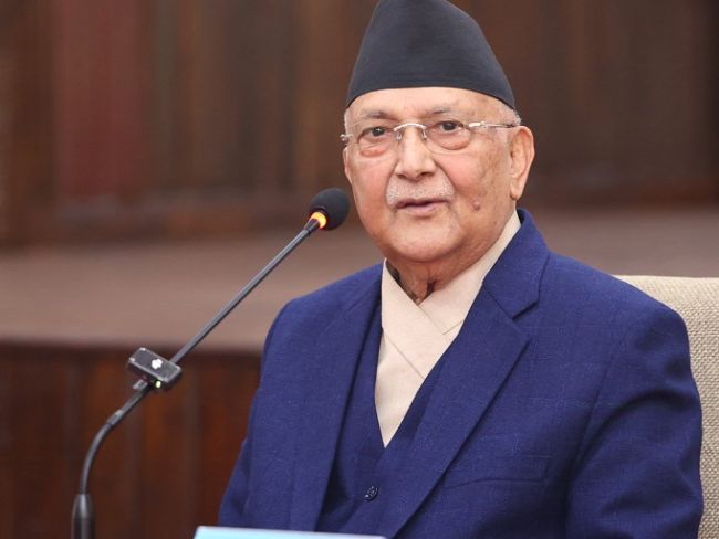 KP Oli giving speech